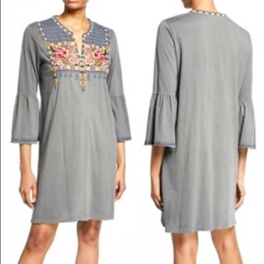 NEW JOHNNY WAS AXTON EMBROIDERED TUNIC DRESS SIZE S